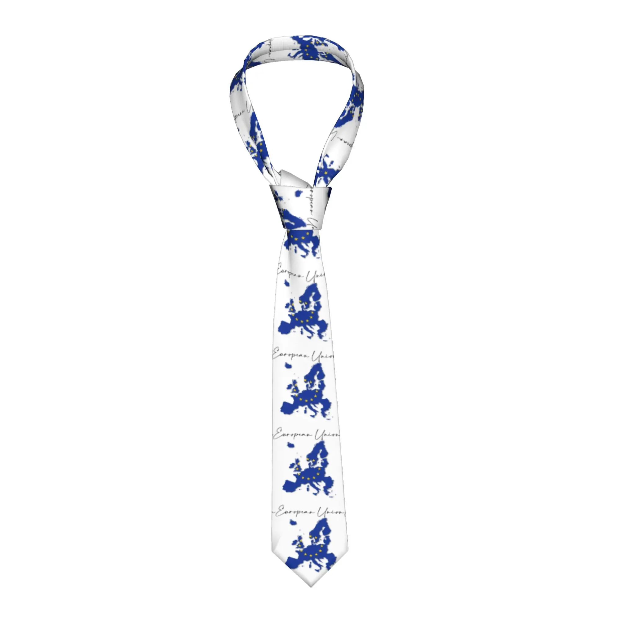 European Union Country Map and Flag Tie  Wedding Neck Ties Casual Neck Tie For Men Women Design Collar Tie Necktie Gift Idea