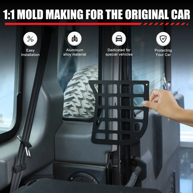 

For Land Rover Defender 2004-2018 Aluminum Alloy Car Trunk Side Windows Storage Fence Storage Bag Holder Car Accessories