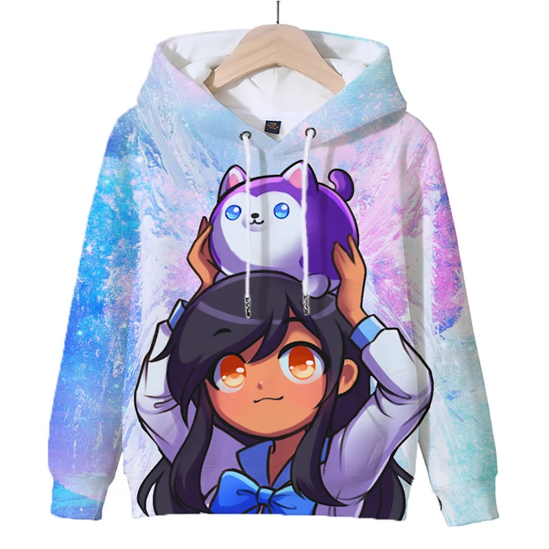 Sudadera con capucha de juego Aphmau para niños, sudaderas con capucha en 3D estampadas, Jersey Kawaii para niñas, Tops con capucha, ropa para niños