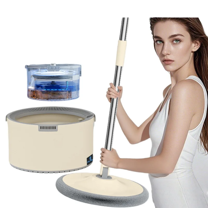 Automatic Electric Spin Mop for Home Use with Dirty Water Separation and Self-Wringing Function Rechargeable Floor Cleaning