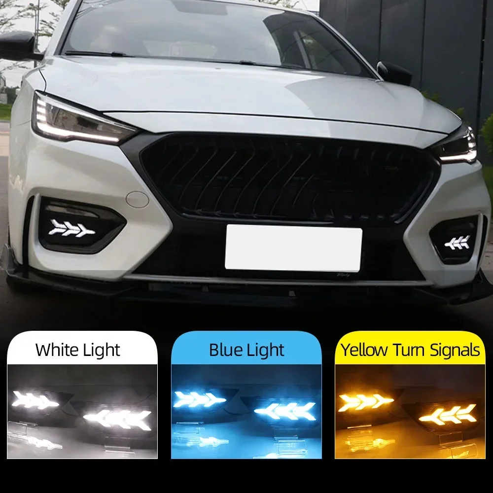 New！ New! CSCSNL 2PCS Car LED DRL Daytime Running Lights with yellow Turn signal Fog Lamp Covers for MG6 MG 6 2020 2021 2022