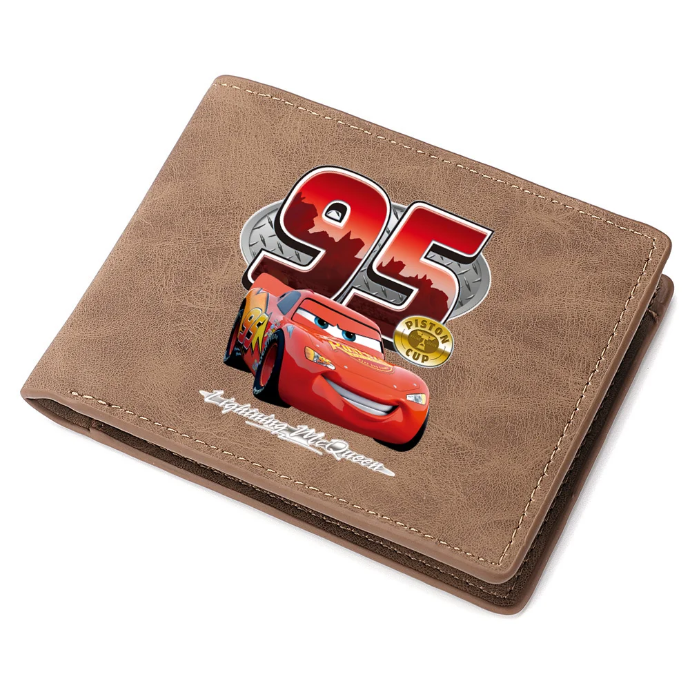 Disney Cars Pixar Lightning McQueen Short Men Wallett PU Leather Business Man Wallets Casual Coin Card Holder Purse Money Case