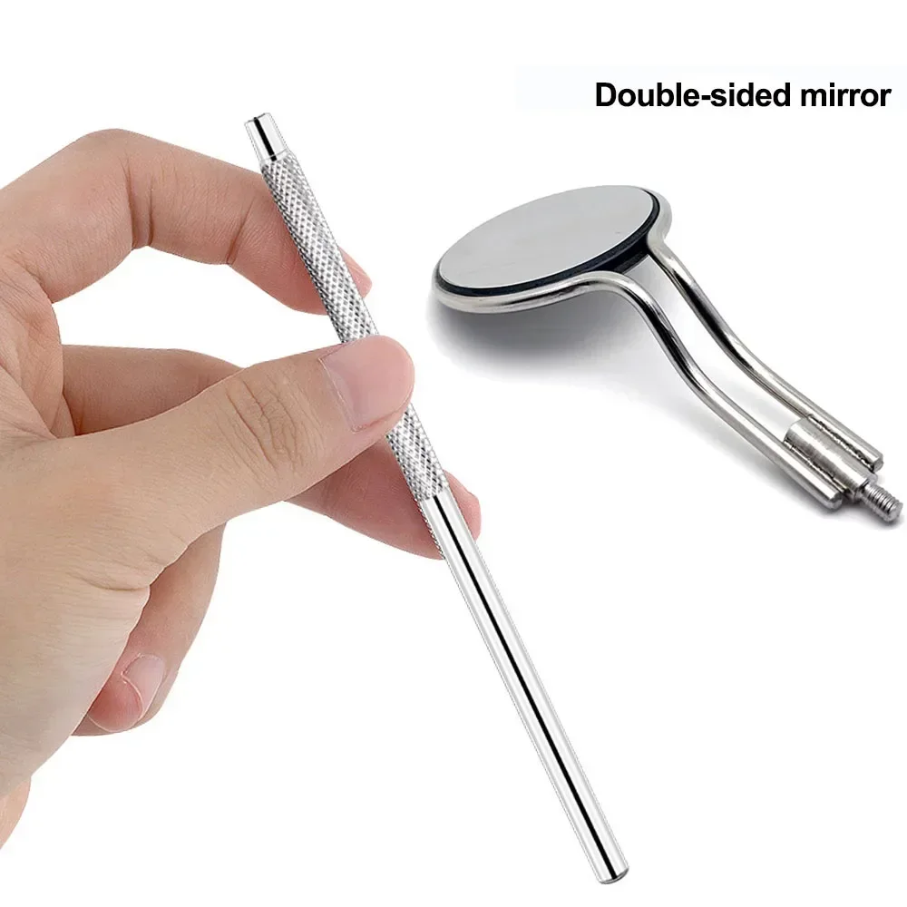 

10Pcs Double-Sided Dental Mouth Mirror with Handle Anti-Fog Rhodium Oral Mirrors Reflectors Double Sided Reuse