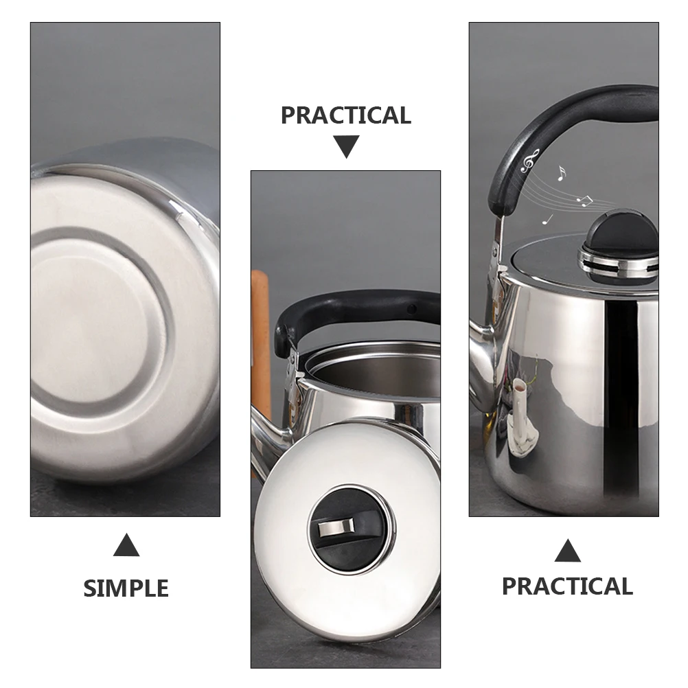 

Stainless Steel Teakettle Large Capacity Sounding Kettle Whistling Water Pot for Home Tea Coffee Oatmeal Instant Soup Heating