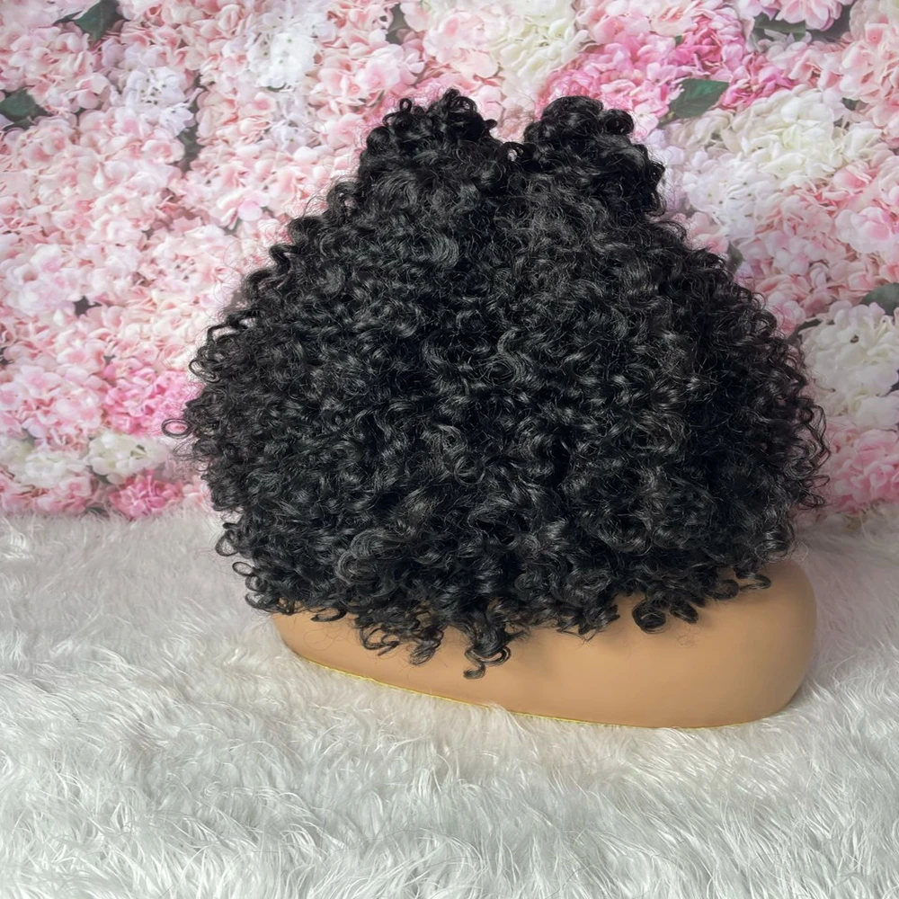 コーンロウ編み込みカーリーヘアウィッグディープウェーブ合成ヘアウィッグベビーシースルー13x6レースフロントアフロカーリーブラック女性向け