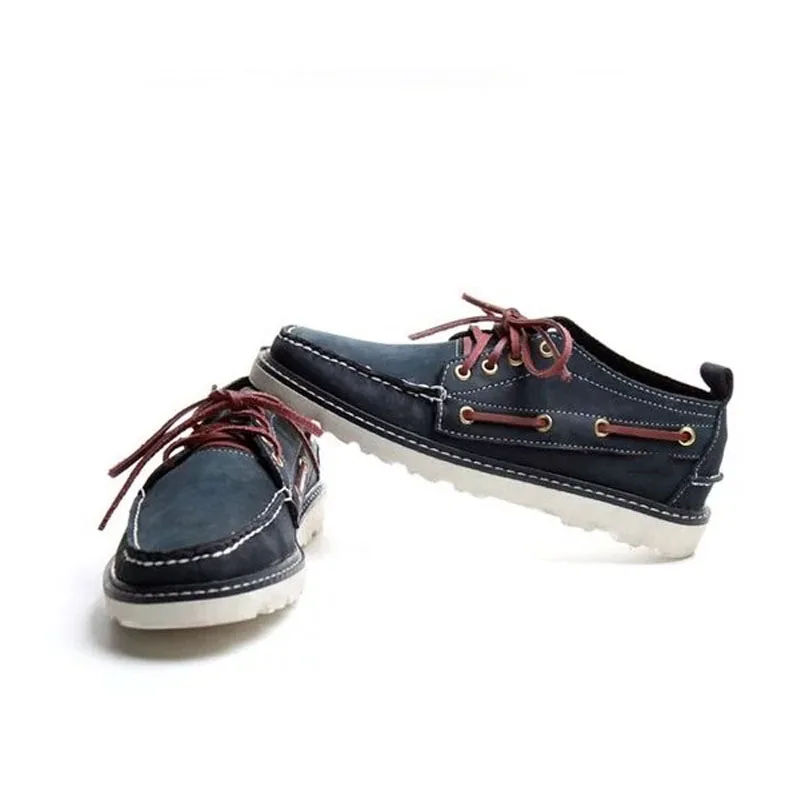 Men\'s Genuine Leather Classic Boat Shoes Fashion Flat Loafers Moccasins Shoes Male Zapatos Hombre Driving Shoes Lace up Sewing