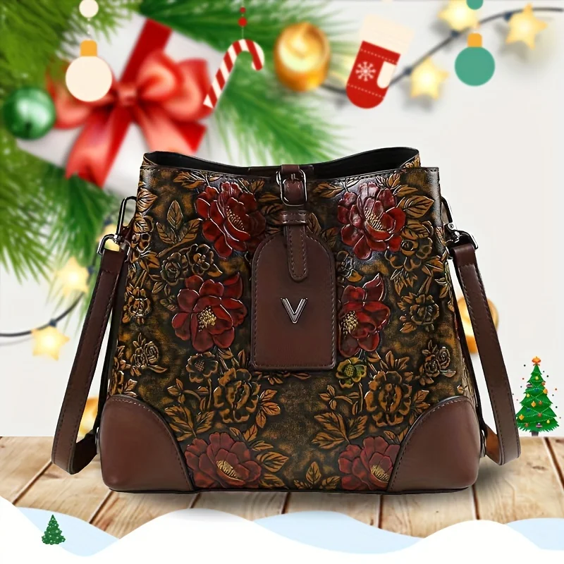 Armpit bucket bag fashion middle-aged mother large-capacity bag retro ink painting atmosphere fashion messenger bag