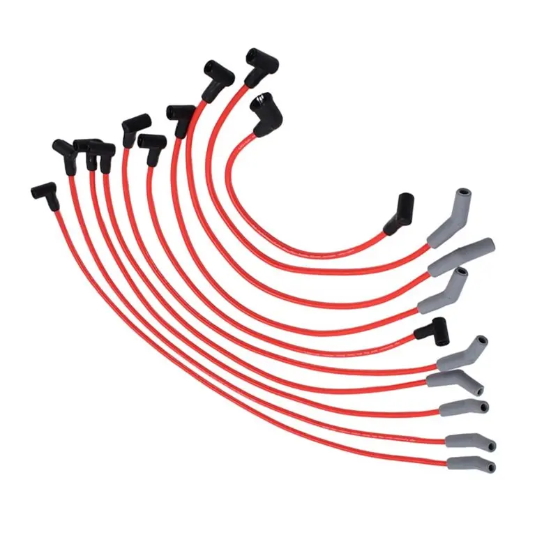 A96E-For Ford Small Block 289 302 351W Lincoln Mercury 1980-1985 Ignition System- 10Pcs 8Mm Spiral Core Spark Plug Wires 643R