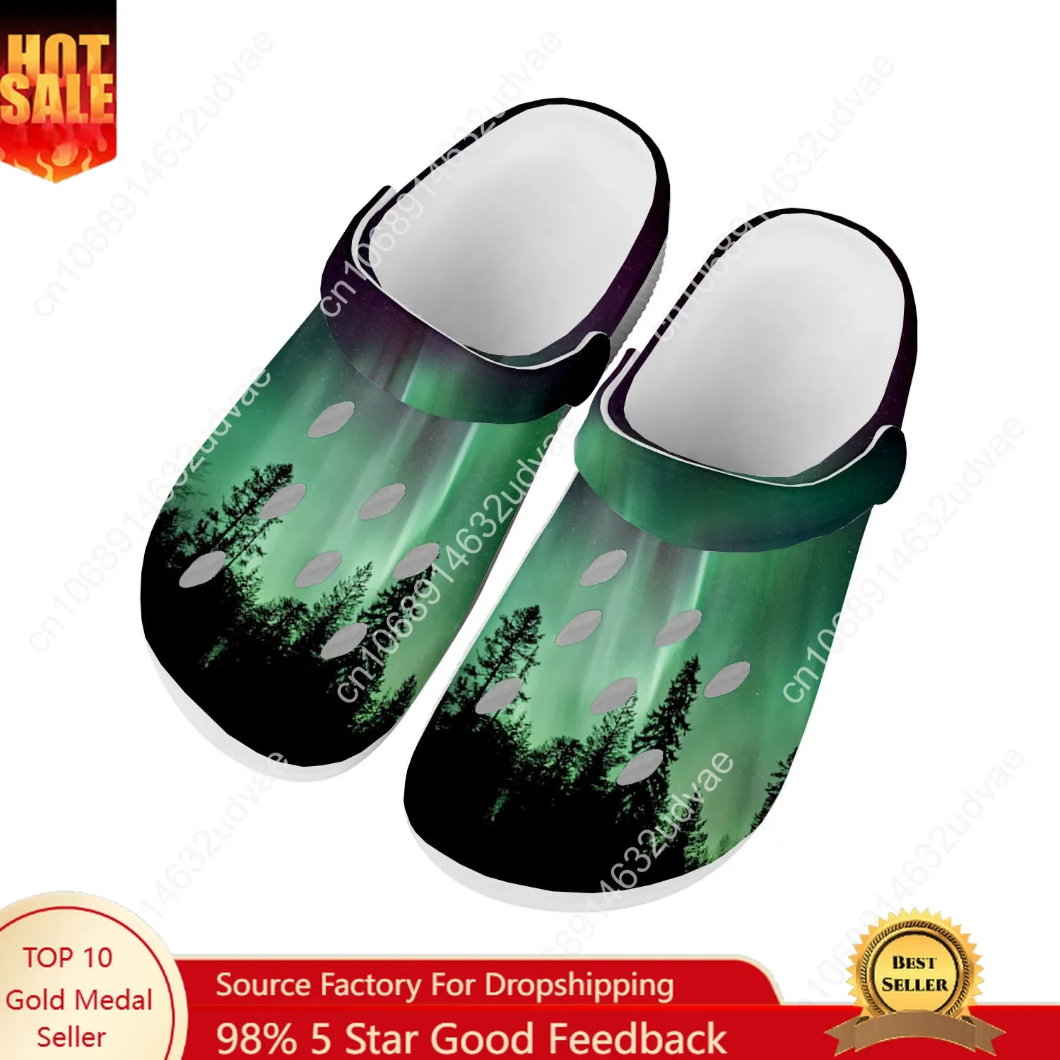 

Northern Lights Water Shoes Mens Womens High Quality Fashion Home Garden Clogs Customizd Sandals Beach Breathable Hole Slippers