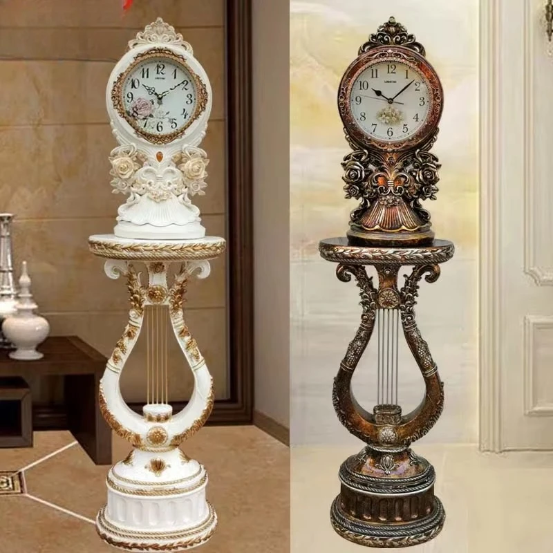 Modern Resin Harp Post Bell Quartz Decorative Floor Clock