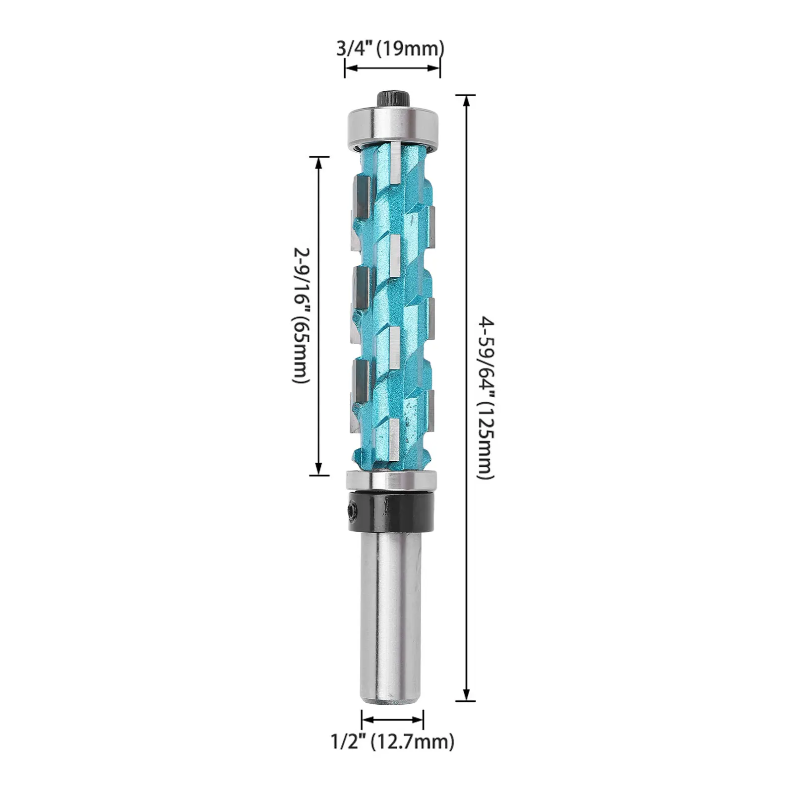 1/2 Inch Shank Double Bearing Flush Trim Spiral Router Bit 3/4 Cutting Diameter 2-9/16 Cutting Length Template Pattern Bit for W