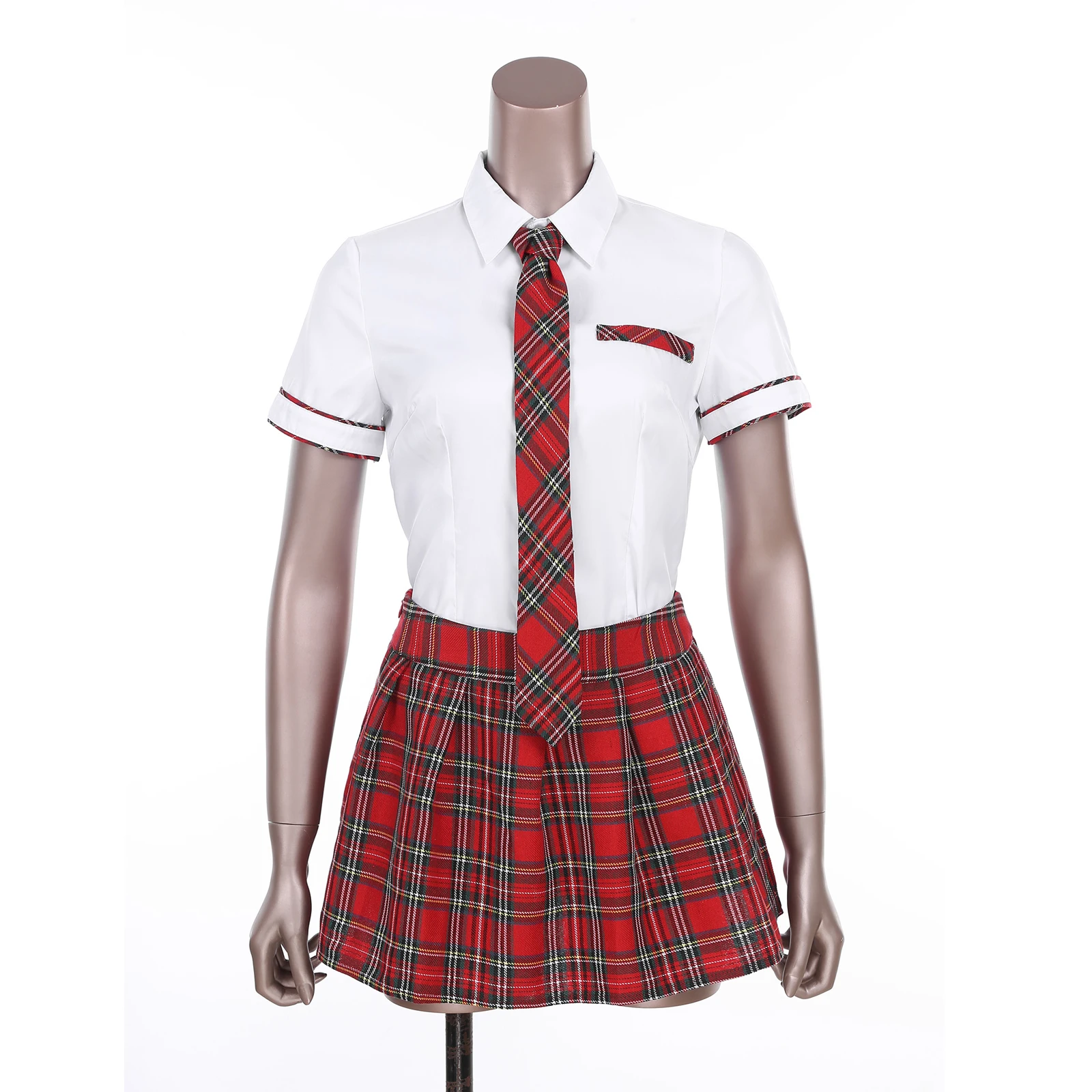 Ensemble d'uniforme scolaire pour filles, Costume de Cosplay, haut cravate avec jupe à carreaux, uniforme de pom-pom girl, Costume de pom-pom girl