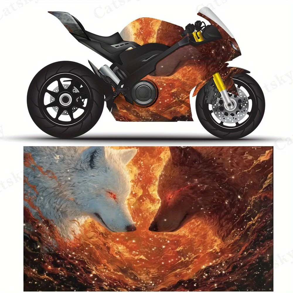 

Самоклеящаяся водонепроницаемая наклейка из ПВХ с двумя вовками для мотоцикла и автомобиля, прочная и противоизносная, водонепроницаемая и солнцезащитная.