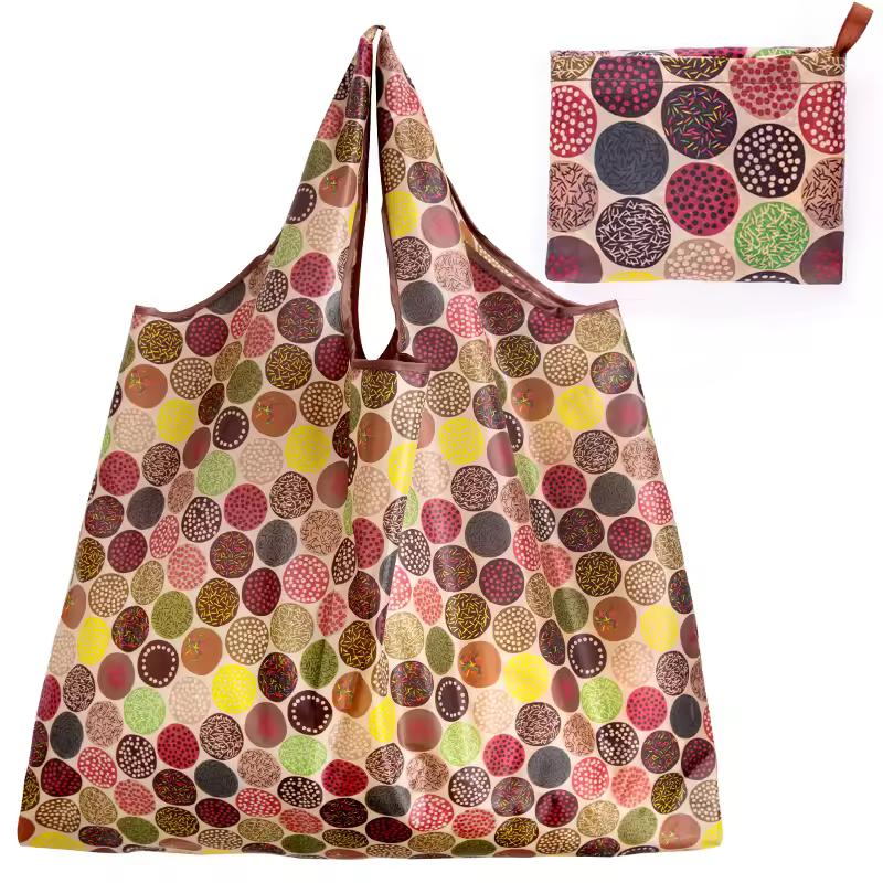 BIG Eco-Friendly Folding Shopping Bag Reusable Portable Shoulder Handbag for Travel Grocery Fashion Pocket Tote - Image 27