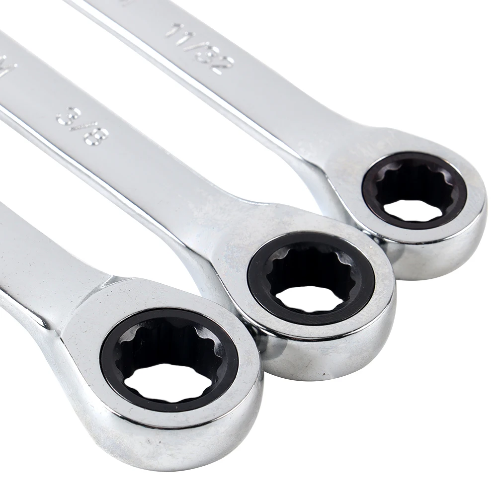 Imagem -02 - Espelho Finish Ratcheting Wrench 72-tooth Ratcheting Hand Tool Cabeça Fixa 1pc 11 32 16