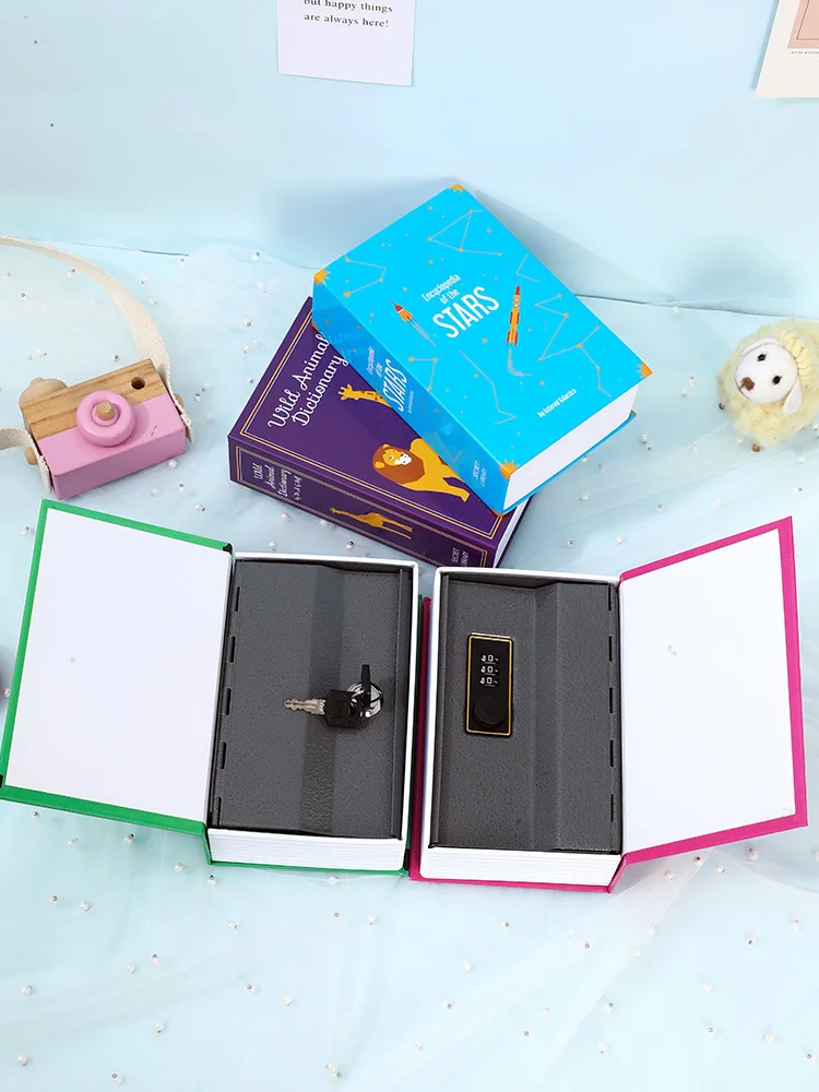 Kids Book Secret Hidden Money Box Coin Bank Strong Steel Box Safety Protection Home Decoration Props Book Size S With Key Lock