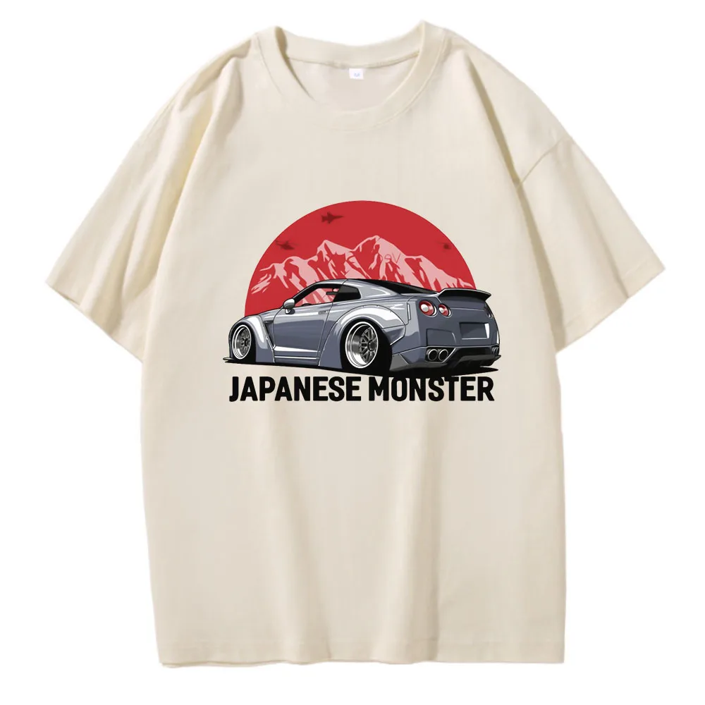 JDM T Shirt for Men Japanese Monster Retro 90s CRX100% Cotton Short Sleeve Summer Casual Harajuku Male Tees Oversized