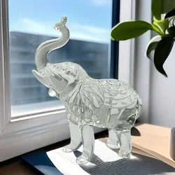 crystal transparent elephant decoration, crystal statue crafts, for bookshelf style home living room office cabinet decoration
