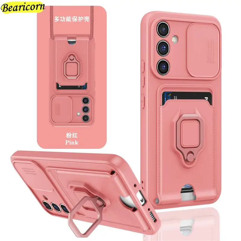 

Card Holder With Ring Phone Case For Oppo Realme C20 C21 C11 C55 Narzo 60 N55 A16 A53 A54 A56 A58 A74 A95 A78 A94 F19 Pro Cover