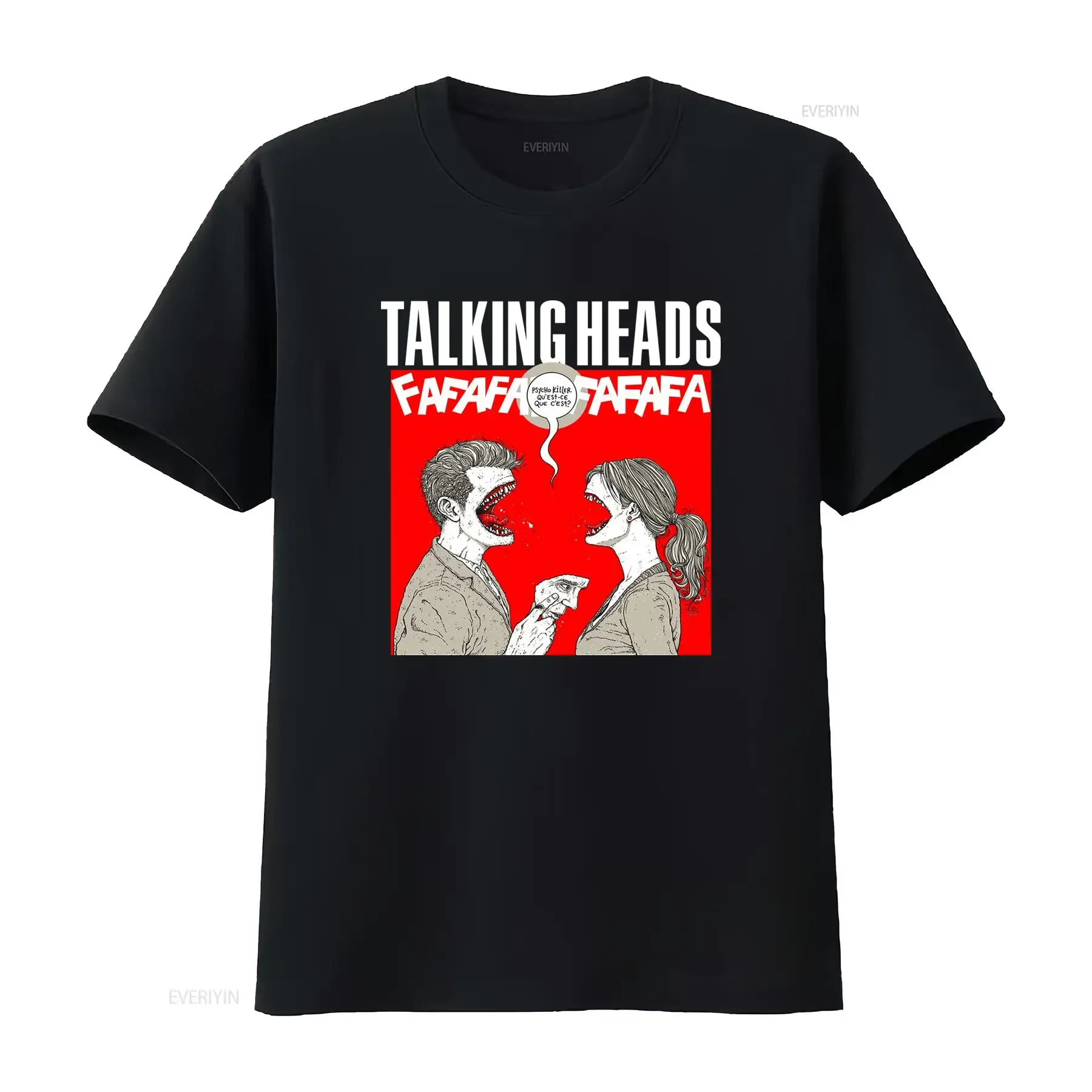 Vintage Retro Talking Heads Rock Band Psycho Killer Print Casual Streetwear T Shirt vintage Washed Slightly Versatile Stylish