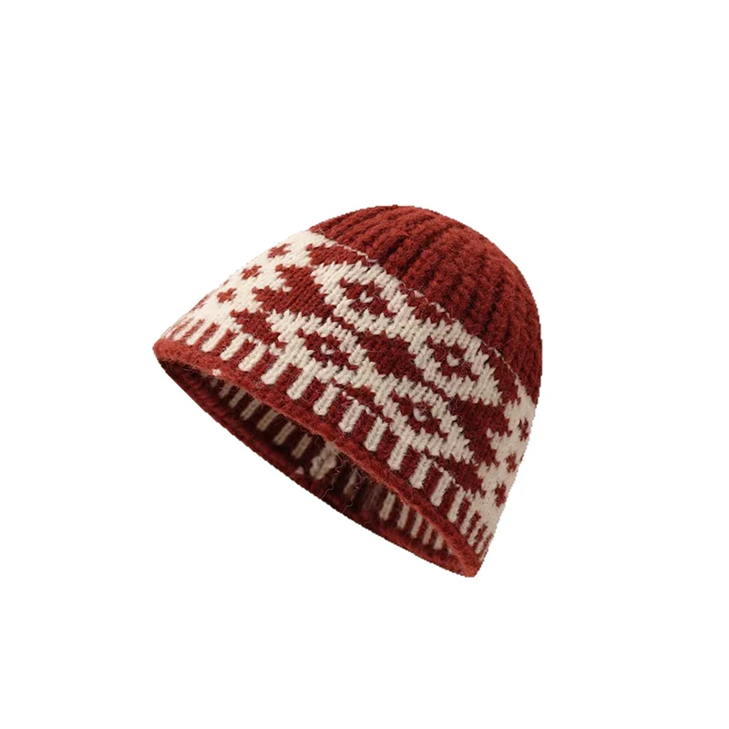 قبعة نسائية محبوكة من الصوف المختلط قبعة صوف كلاسيكية للتدفئة بحجم كبير قبعة مقاومة للبرودة لرأس الذكور #5