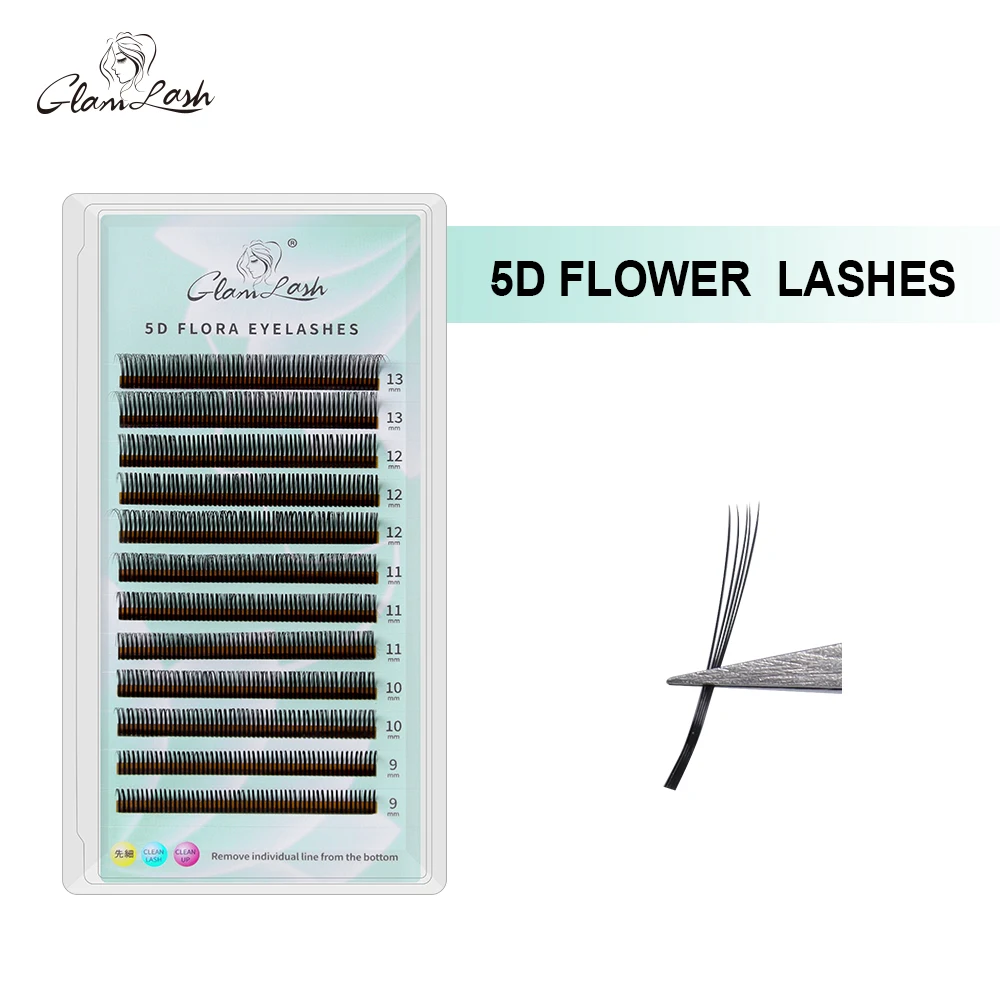 GLAMLASH 5D Flower Lashes Volume Spike Eyelashes Soft Natural Russia Style Lash Extension Anime Flora Eyelash Wholesales Private