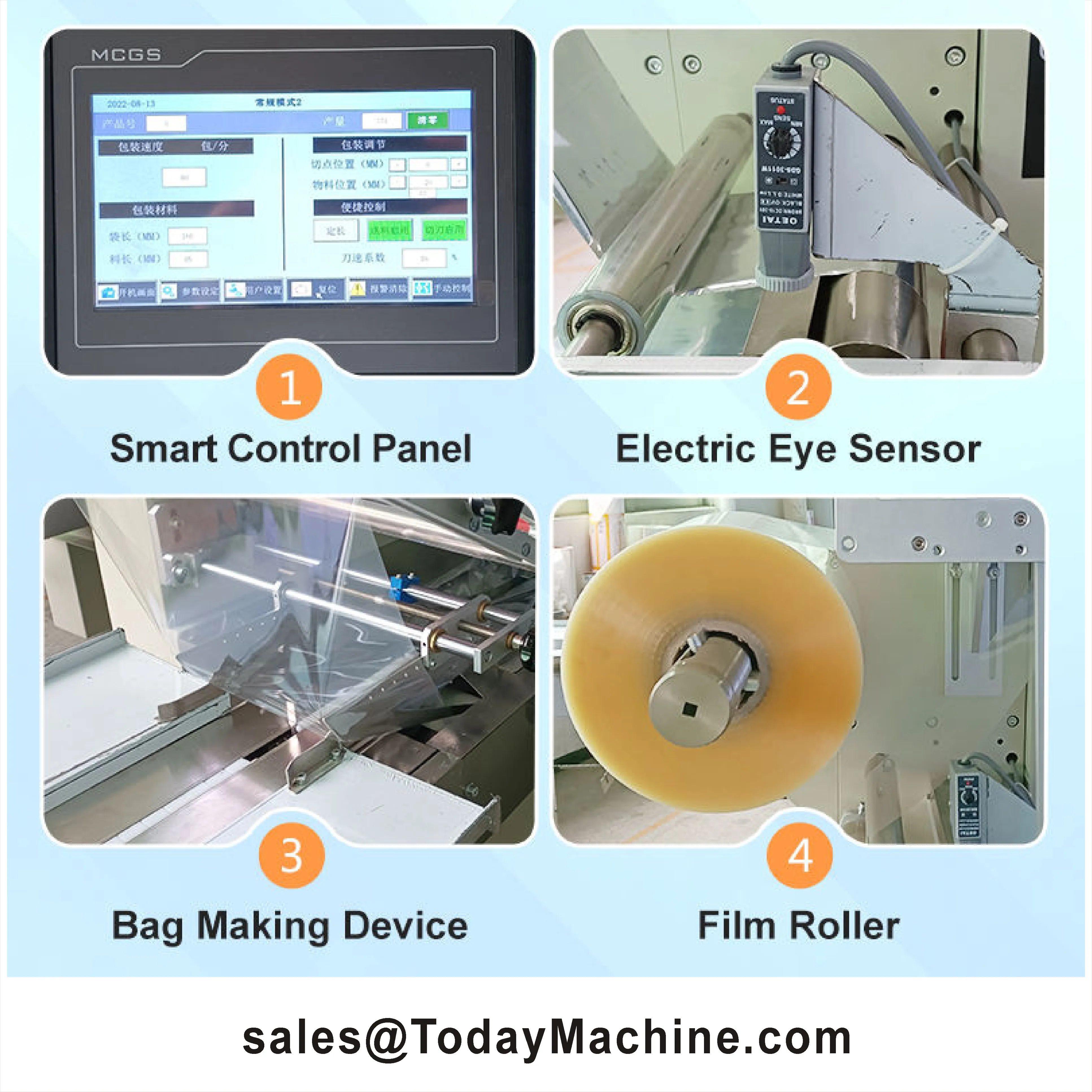Horizontal High Speed Pillow Type Biscuits Bead Candy Wrapper Pouch Packing Flow Pack Machine