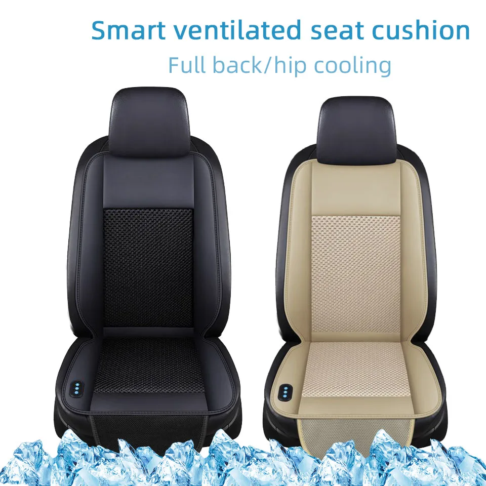 

Cooling Car Seat Cushion 12V/24V Front Seat Cool Cover With Hide Fans Breathable Ventilated For Car Truck Refrigerated Seat Pad