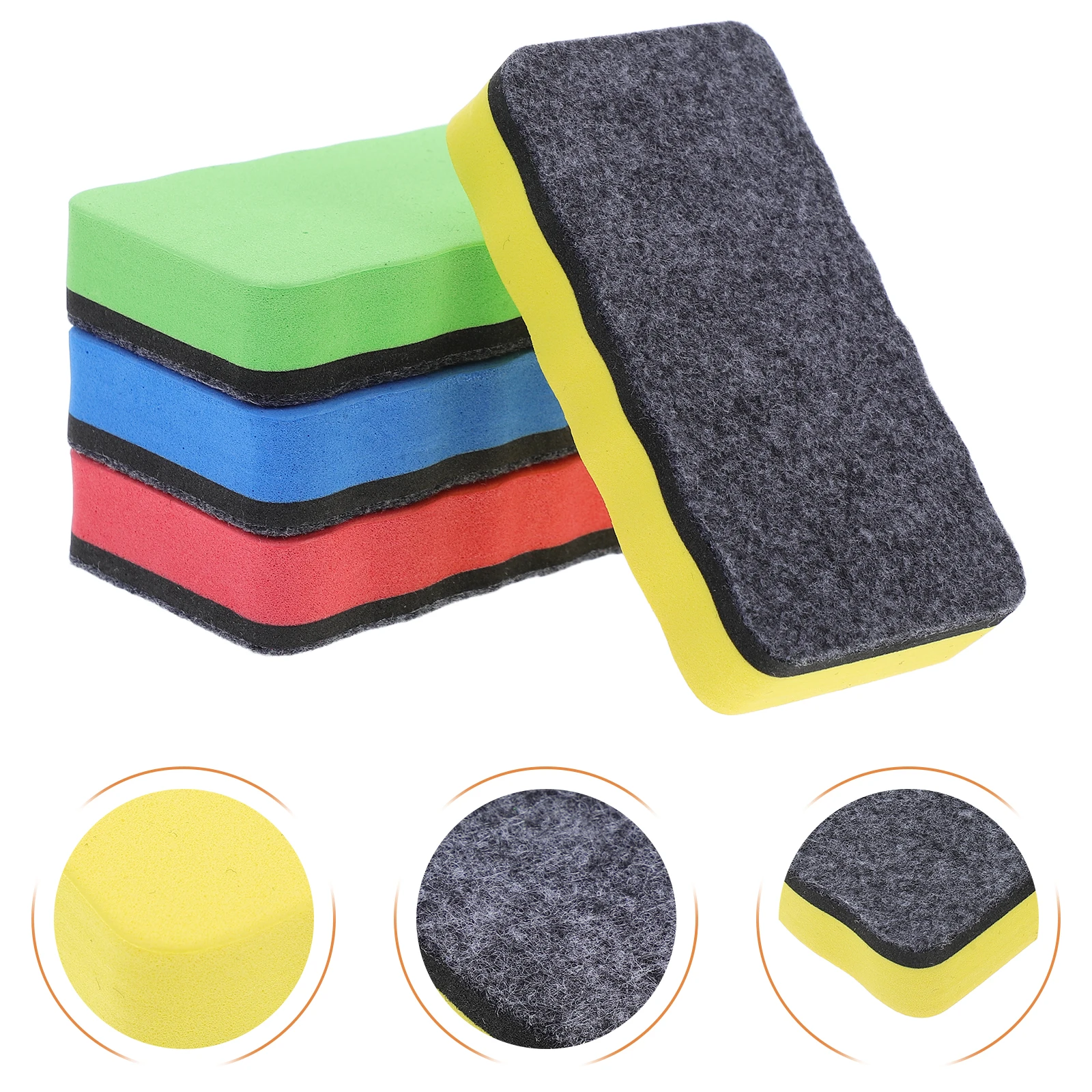 4 Pcs Blackboard and Whiteboard Cleaning Wipe Erasers Classroom Tools Bulk Mini Dry Cleaner Eva Child Chalkboard