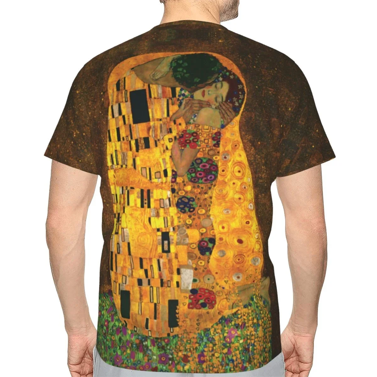 Gustav Klimt Oil Painting Kiss Men Oversized Retro Short-Sleeved Polyester T-Shirts Harajuku 3D Printed O-Neck TShirt Streetwear