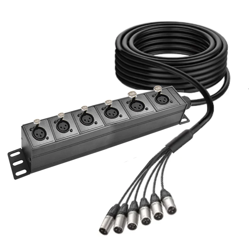 Multi-channel Stage Performance Cable Box 6 Way XLR 6.35 Female Audio Line XLR Gold Plated Male Plug
