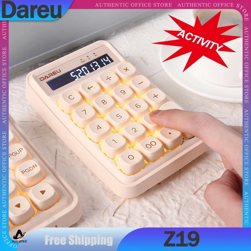 

Dareu Z19 Mini Keypad 19Keys Calculators 2 Mode Wired Wireless Bluetooth Mechanical Number Keypad 2 In 1 Accessory PC For Office