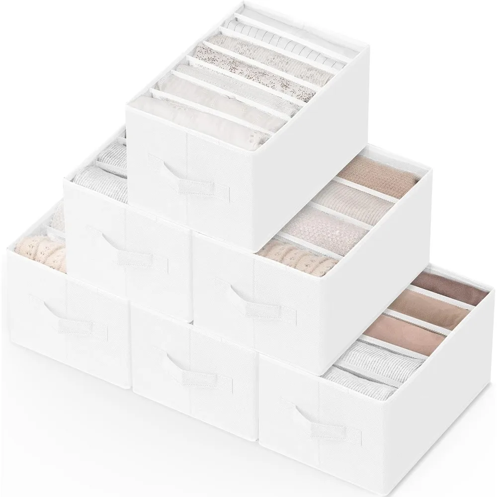 

6-Pack Large Foldable Closet Organizer with Handles, 33 Grids Storage for Clothes Pants Sweaters