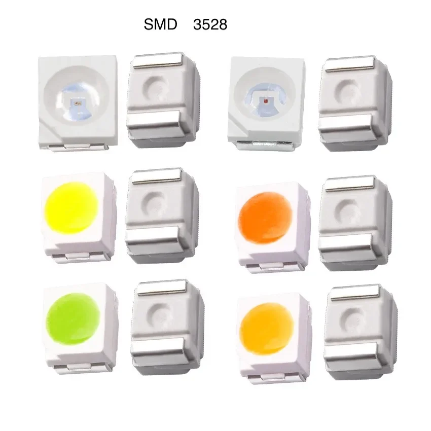 

2000Pcs 3528 0.06W SMD LED Diode Chip Red Yellow Blue Green White Pink Warm White Purple Copper Bracket Light Beads Emitting