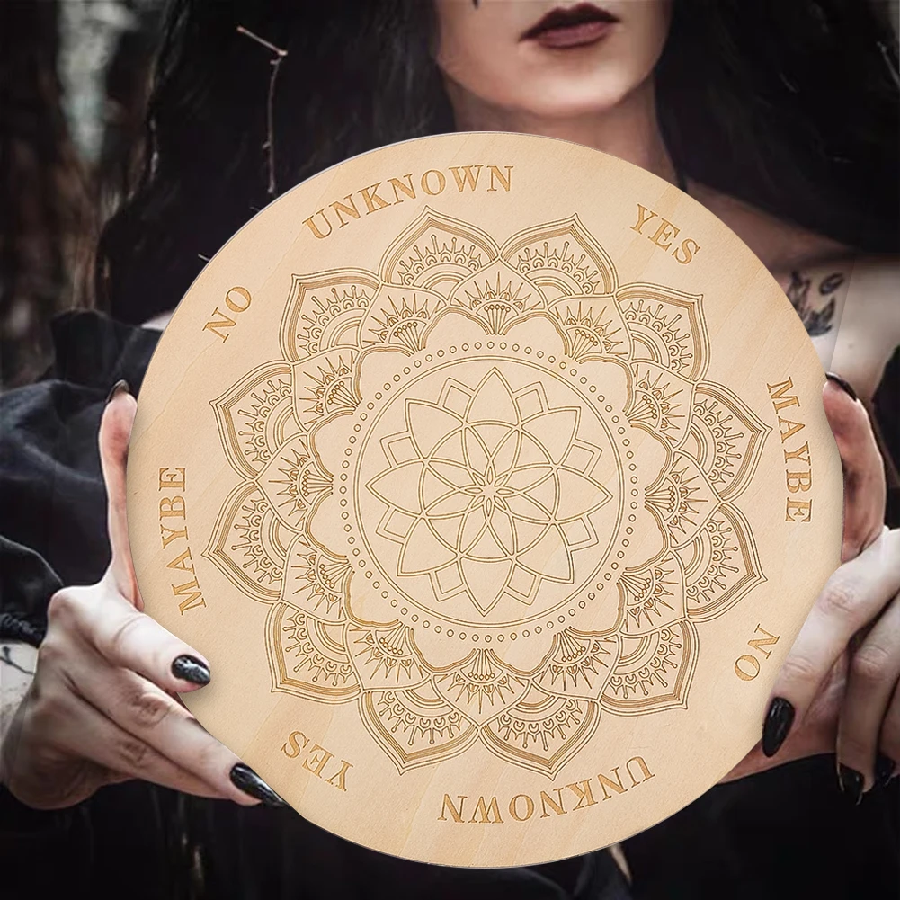 20cm Wooden Lotus Crystal Grid Display Board Base Tray Coaster Sacred Geometry Buddhist Meditation YOGA Healing Art Decoration
