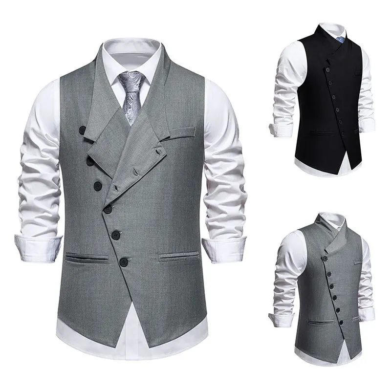 

Men's Vest, Suit Vest, Spring/Summer New Solid Color European Size Slanted Front, Single breasted Men's Suit Vest