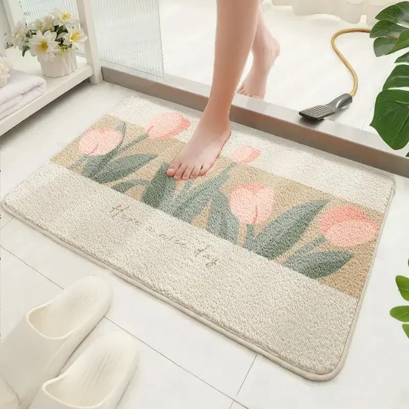 

Bathroom floor mats fluffy absorbent toilet anti-skid step into the door