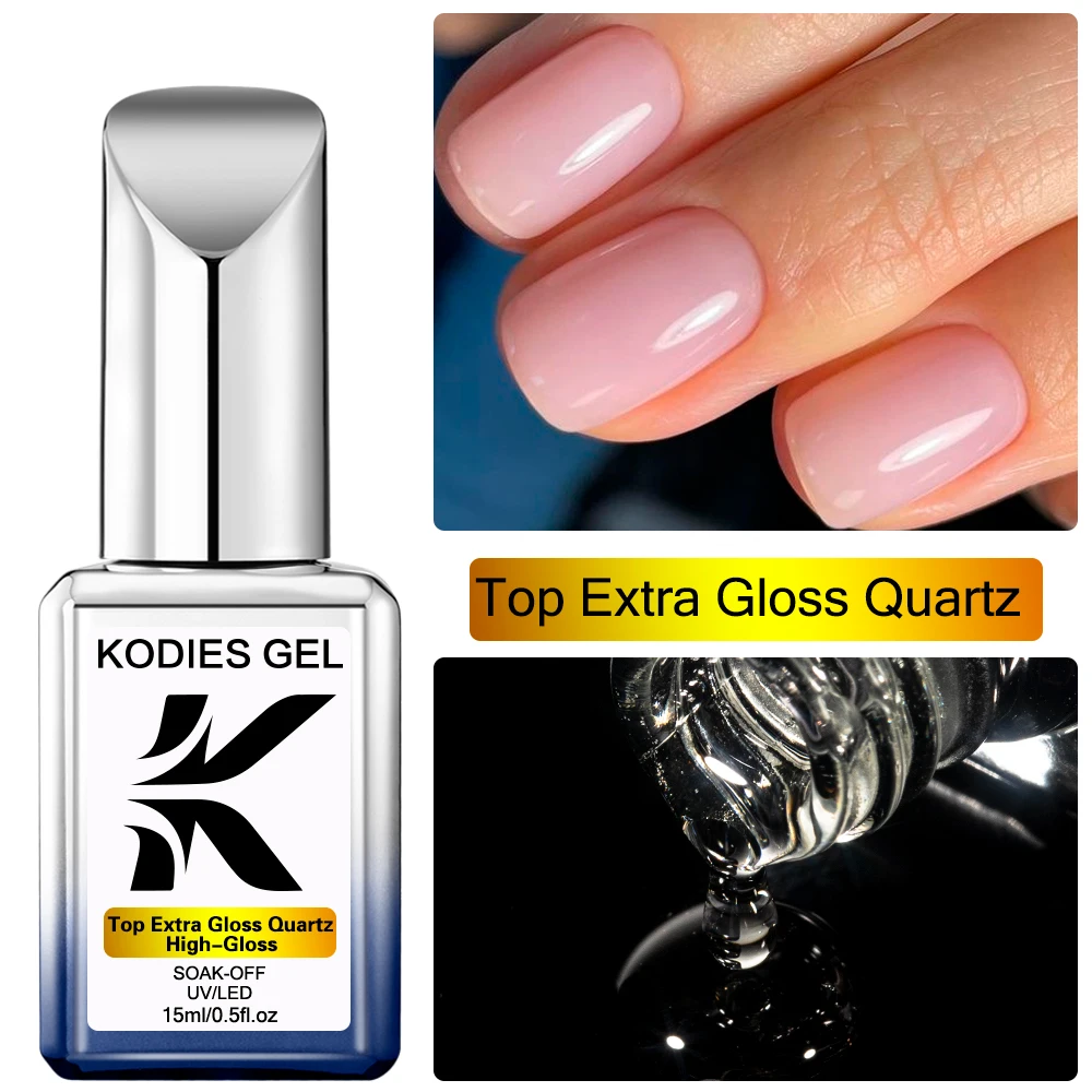 Kodies gel extra brilho casaco superior gel unha polonês suprimentos de longa duração brilho gel acabamento sem limpar base casaco manicure verniz