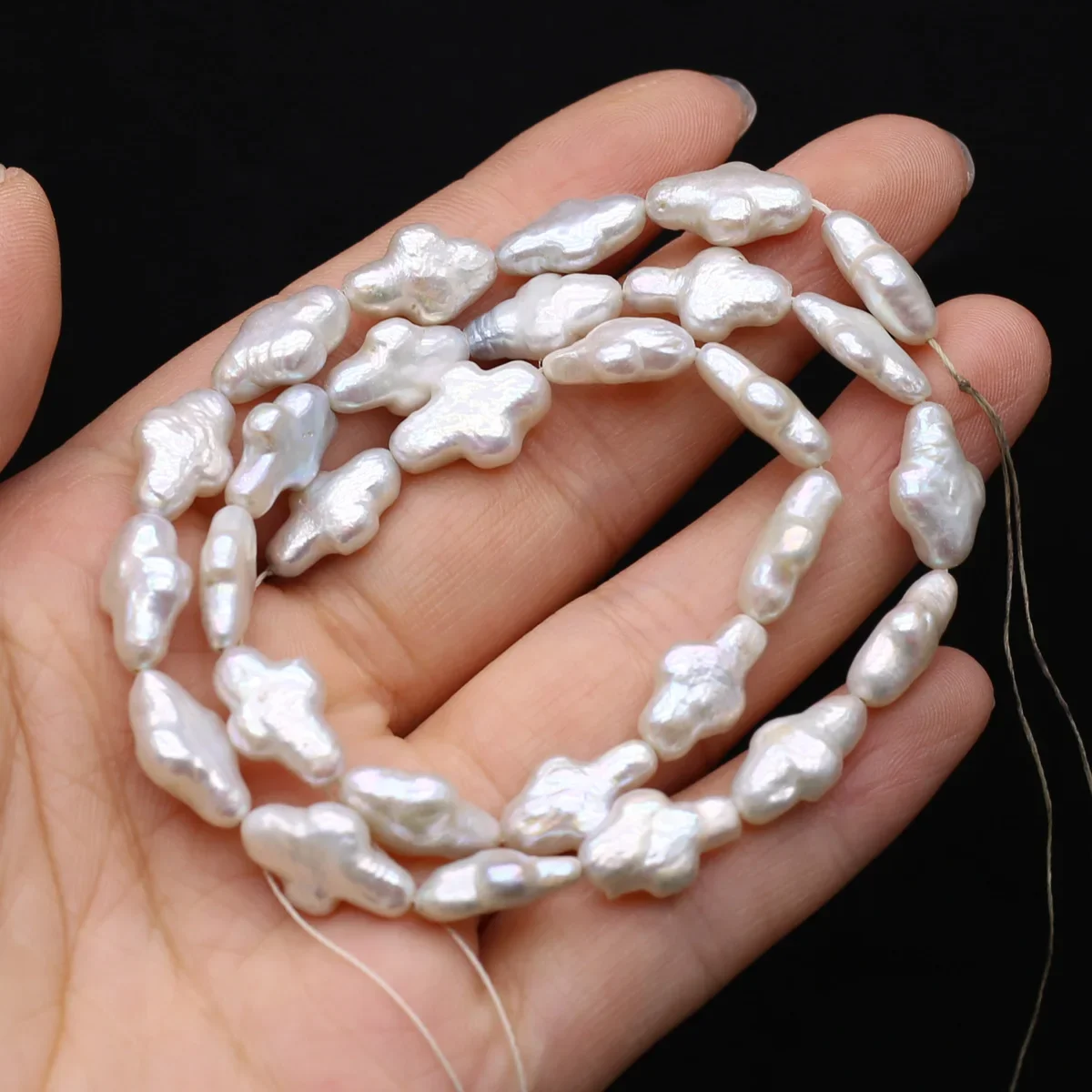 Natural Freshwater Pearls Beaded Cross Shaped Loose Spacer Beads for Jewelry Making Diy Fine Bracelet Necklace Accessories
