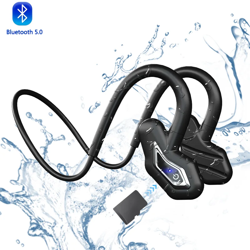 Bone Conduction Bluetooth Earphones Built-in 16G Memory MP3 Music Hanging Ear Sports Wireless Headphone With Mic Waterproof Game