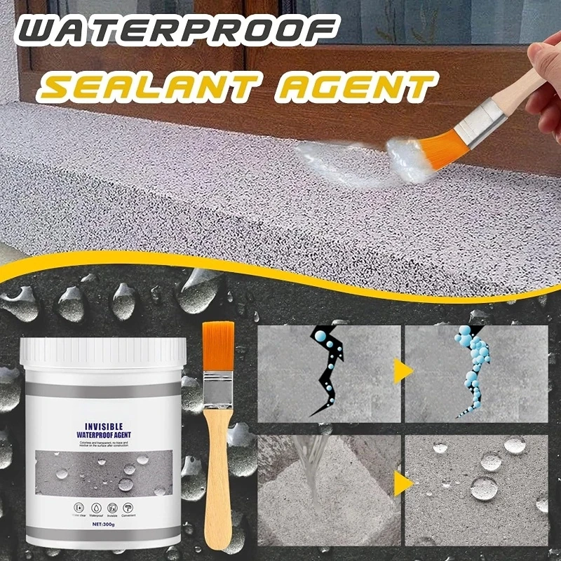 30-300g Waterproof Coating Sealant Agent Transparent Invisible Paste Glue With Brush Adhesive Repair Home Roof Bathroom Tools