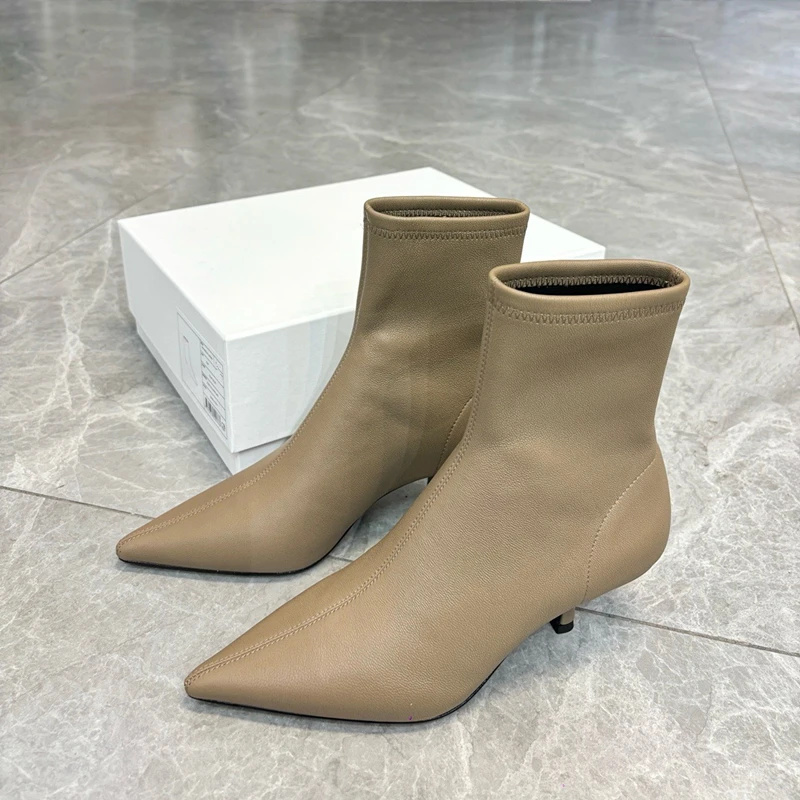 Jenny&Dave British Fashion Women's Pointed Ankle Boots Elegant Office Ladies Shoes Minimalist Commuting And Leisure Boots