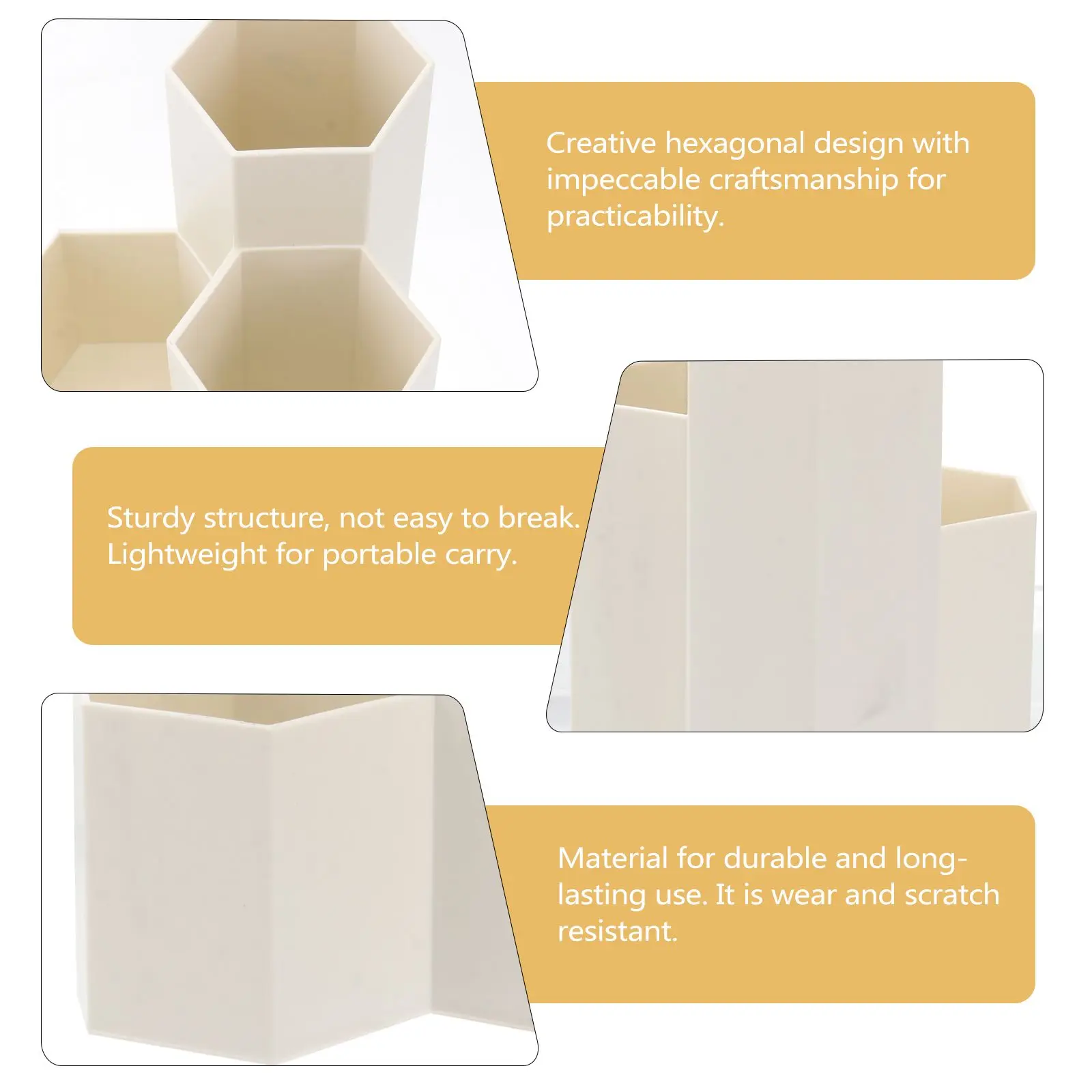 Desk Pen Holder Storage Organizing Stationery Organizer Hexagonal Container Pencil Pot Desktop