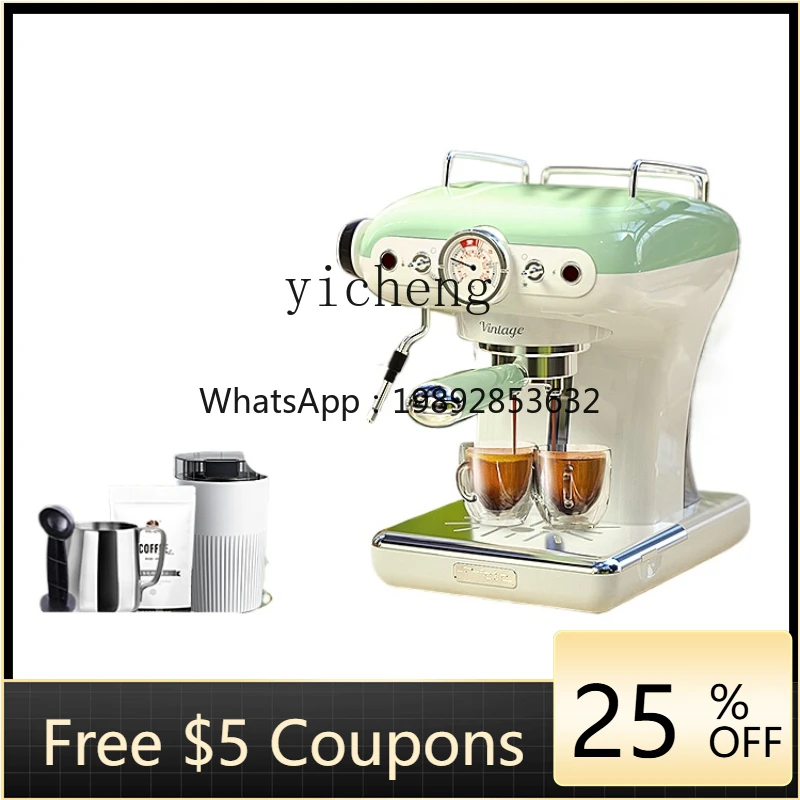 

Coffee Machine Home Full & Semi Automatic Retro Small Professional Concentrated Steam Integrated Foam Latte Art