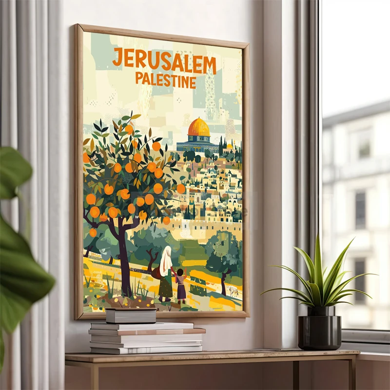 Jerusalem Travel Poster Religious Shrines Watercolor Prints Canvas Painting Wall Art Pictures Home Live Room Modern Decoration