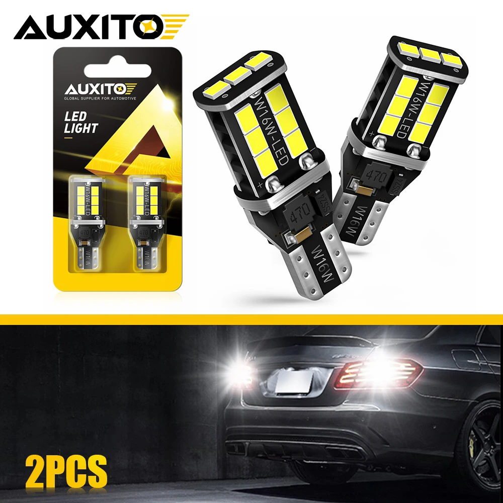 AUXITO 2Pcs T15 LED Reversing Lights W16W LED Bulb Canbus No Error 2835 SMD Car Backup Reverse Lamp 921 912 Bulb 6000K White 12V