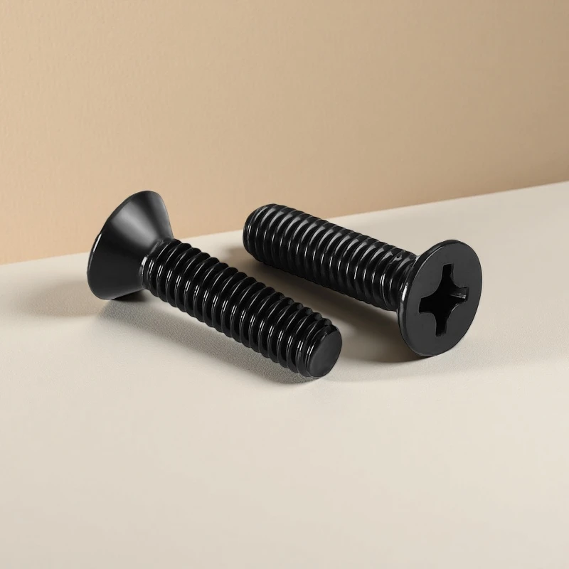 M1 M1.2 M1.4 M1.6 M1.7 M2 M2.5 M3 M3.5 M4 M5 Cruz Recesso Phillips Parafuso de cabeça escareada plana GB819 Aço carbono preto