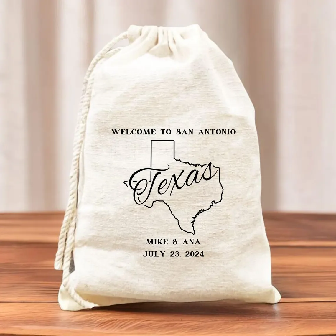 Personalized Welcome To San Antonio Bag, Texas Destination Wedding Favors, Texas Country Outline Map Bag, Beach Wedding Party Fa