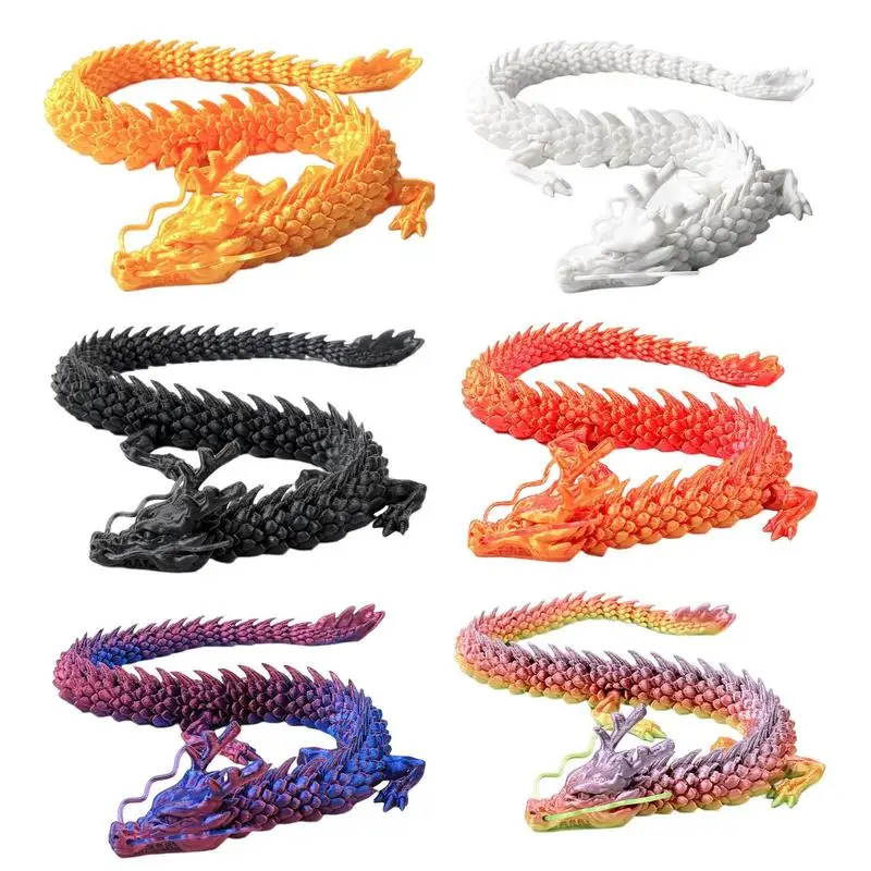 3D Printed Dragon For Fish Tank 17.72in Realistic Articulated Ancient Chinese Dragon With Poseable Joints For Home Decoration