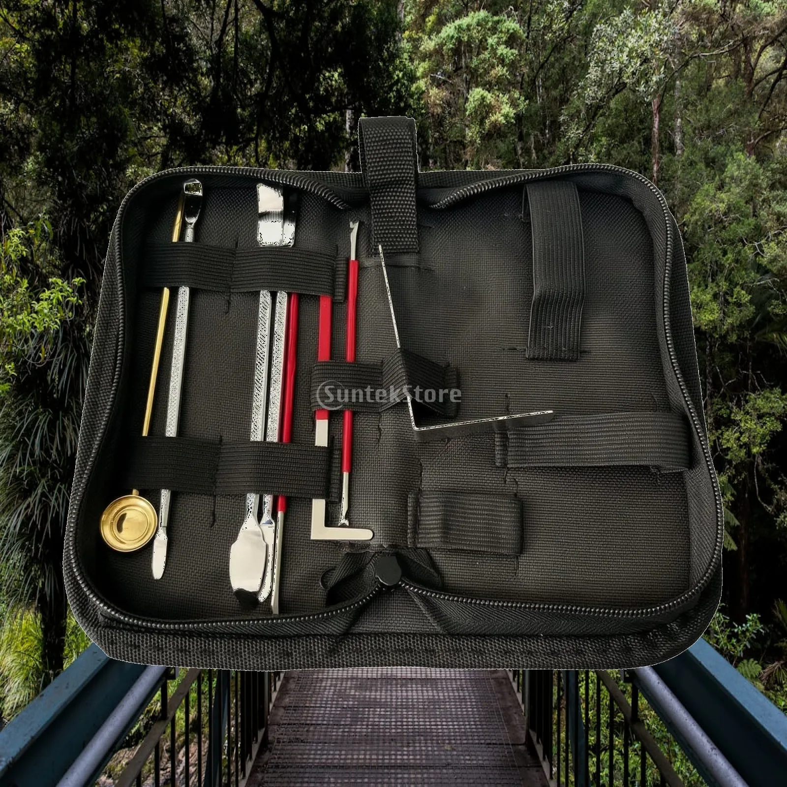 Industrial Pouch Instrument Repair Kit for Saxophone Clarinet Flute Oboe Bassoon with Metal Tuning Tools and Carry Loop